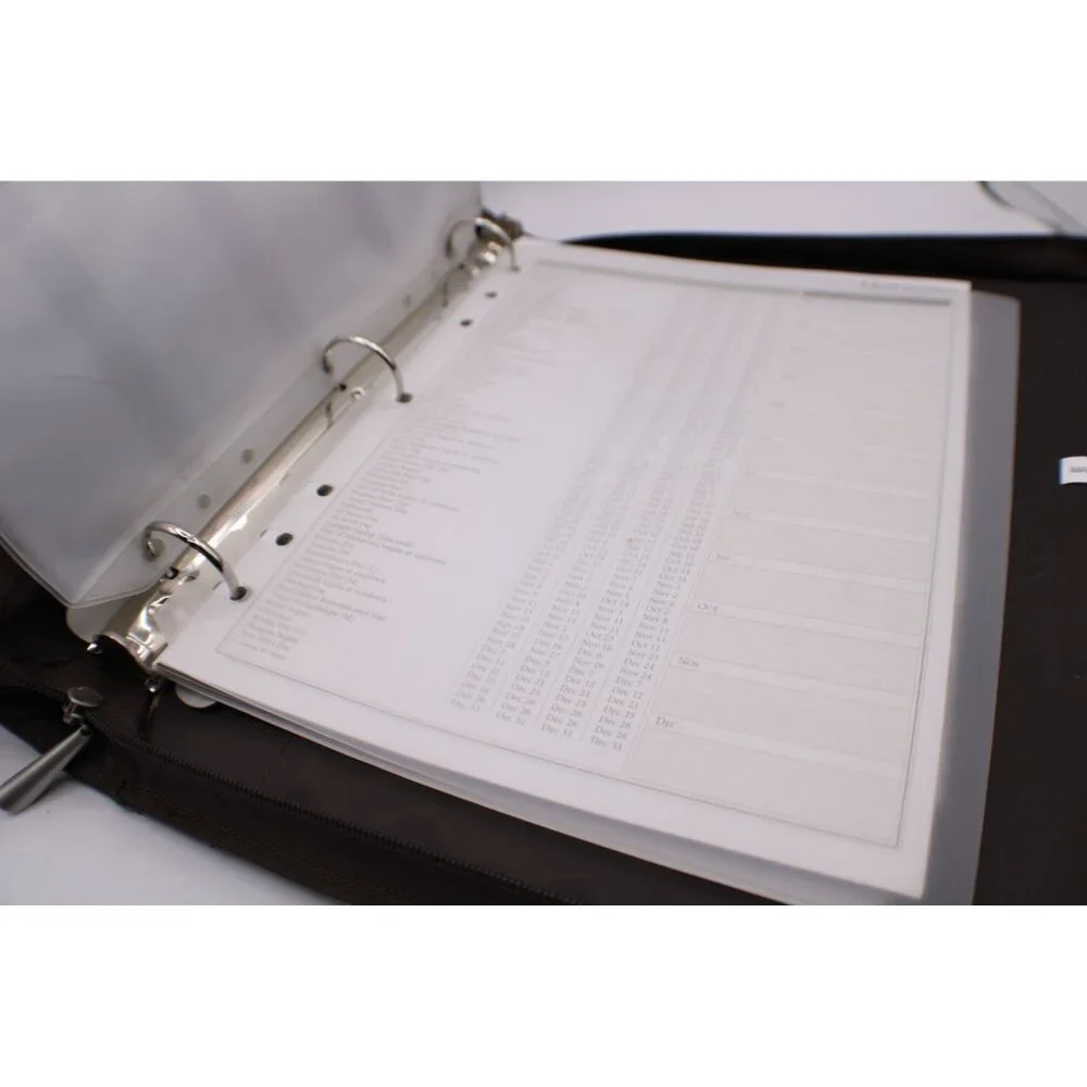 Day Runner Briefcase Planner Organizer Leather Canvas Zipper Handle Brown Green - Picture 7 of 14